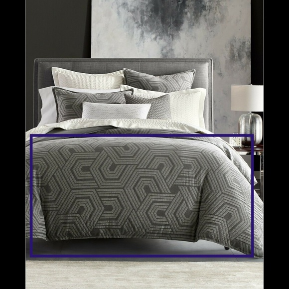 NIB Hotel Collection‎ Textured Hexagon King Duvet Only in Grey - Picture 10 of 11